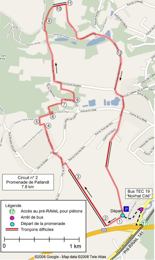 Carte du circuit 2 - Promenade de Pallandt (Bousval)