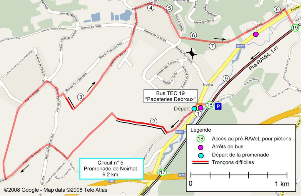 Carte du circuit 5 - Promenade de Noirhat (Bousval)