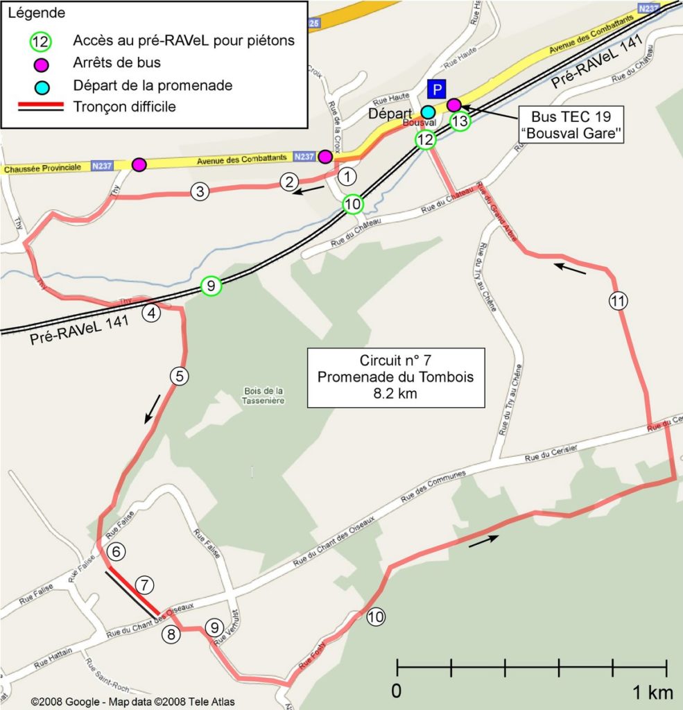 Carte du circuit 7 - Promenade du Tombois (Bousval)