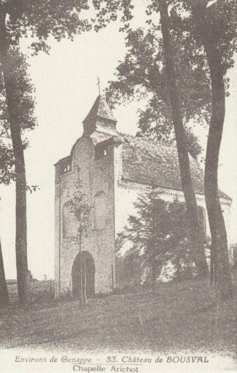 Reproduction d'une ancienne carte postale représentant la chapelle Arichot
