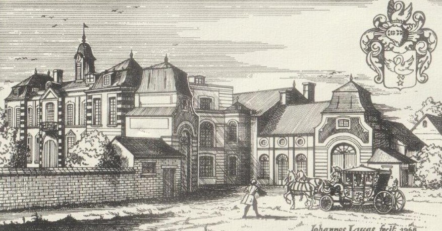 Le château de la Motte (dessin de JL Beghin 1968) a été terminé d'être construit en 1765