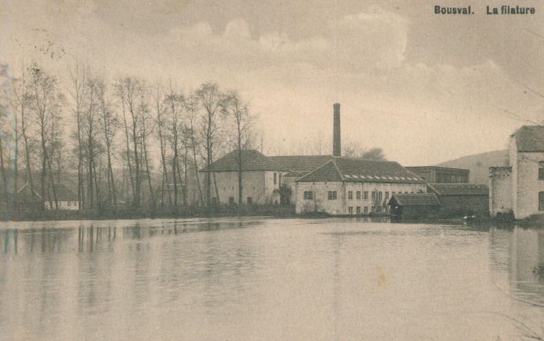 Filature Breuer à Basse-Laloux - vue générale : l'usine et l'étang 1910