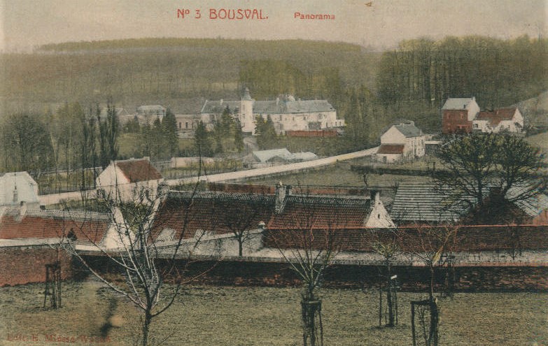 Chateau Bousval avant 1890 et la construction de l'enceinte vue depuis la rue haute