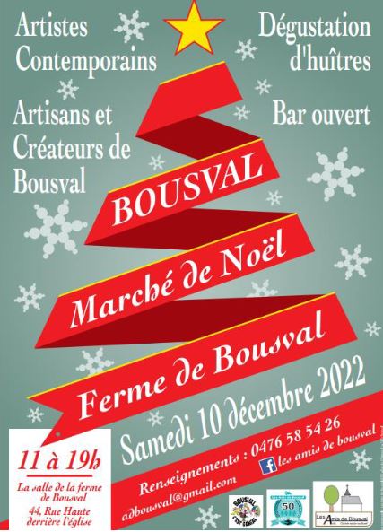 Affiche petit marché de Noël des Amis de Bousval 2022