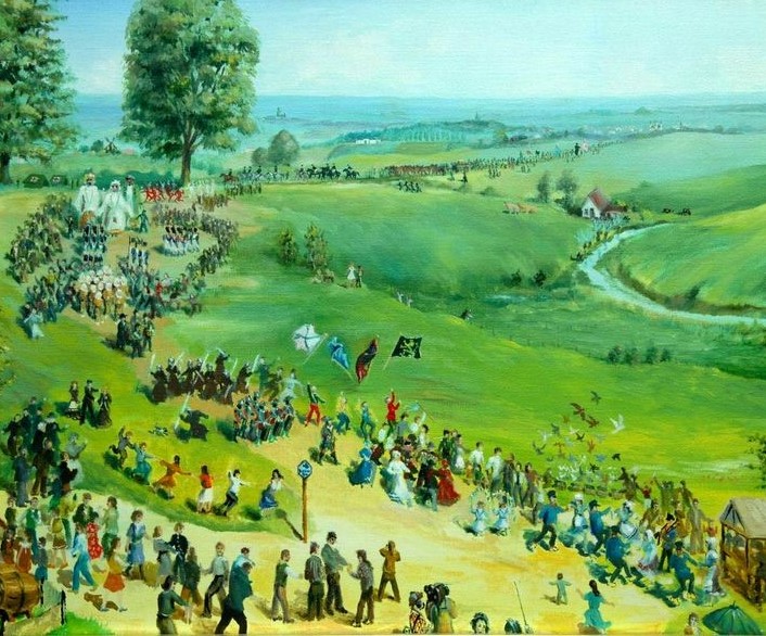 Tableau "Oyez oyez bonnes gens" de Serge Rensonnet primé en 1984