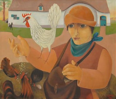 Tableau "Toine le fermier" de Jacques Mathy primé en 1986