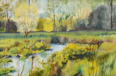 Tableau "Marais au printemps" de Monique van Réthy primé en 1988