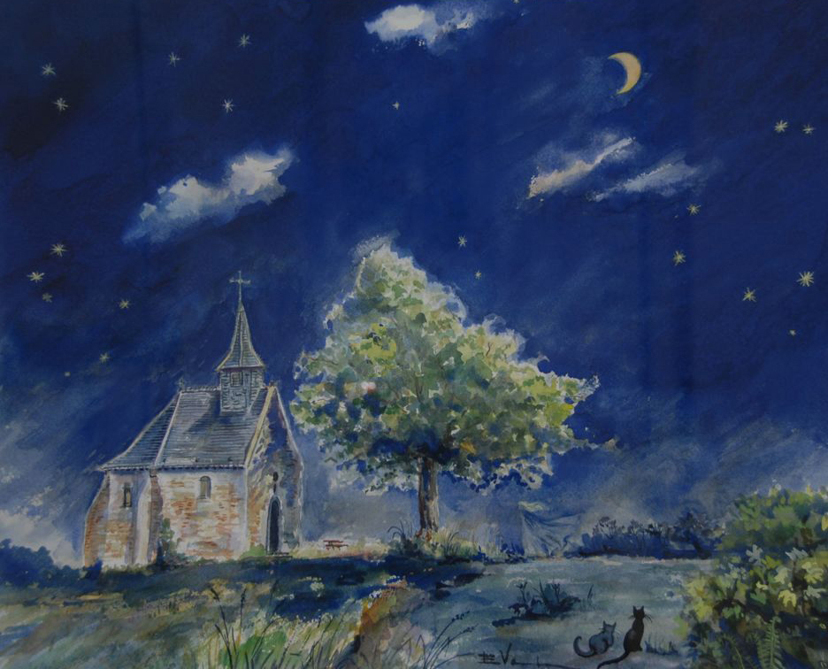 Aquarelle "Chapelle du Try-au-Chêne" de Evelyne Van Lerberghe primé à l'expo 2008