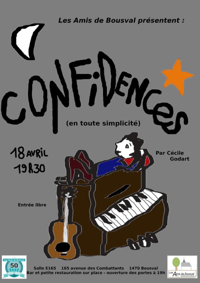 Affiche de cabaret "Confidences en chansons" de Cécile Godart 18.04.2022