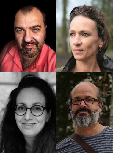 Portrait des artistes qui dédicaces leurs ouvrages littéraires : Padr, David Evrard, Mélissa Collignon, Cécile Gonneau