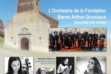 Affiche du concert de musique classique violon et violoncelle accompagné par l'Orchestre Fondation Baron Arthur Grumiaux sous la direction de Luc Dewez (01 05 2022)