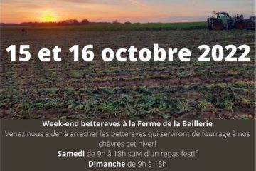 Affiche "week-end récolte betteraves" les 15 et 16 octobre 2022 à la Baillerie