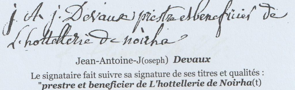 Signature de Jean-Antoine Devaux