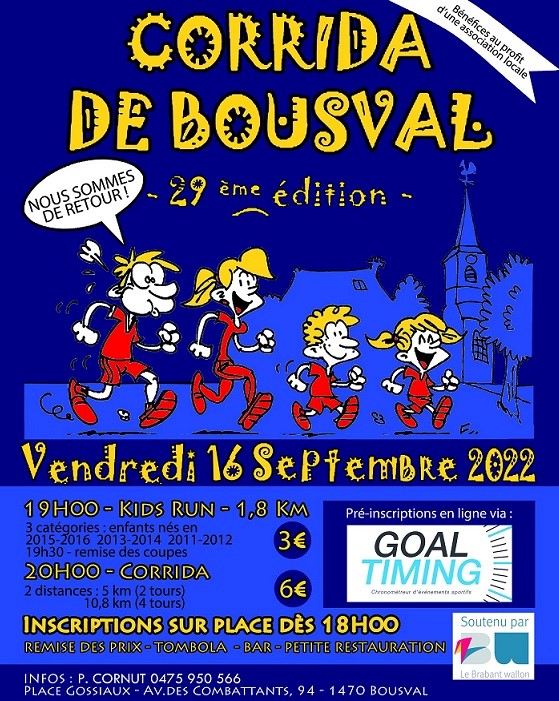 Affiche de la corrida de Bousval 2022